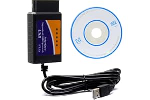 ALCHIAUTO Câble de Diagnostic OBDII V1.5 Compatible avec ELM327 pour Windows