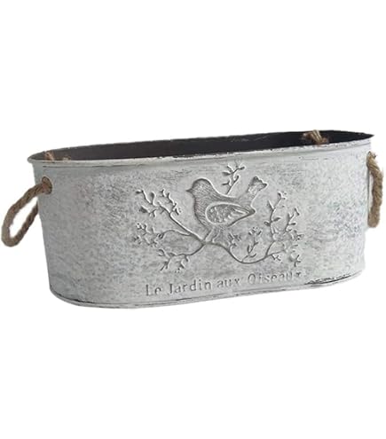 AUBRY GASPARD Jardinière Ovale Zinc Et Bois Petit Modèle - Élégante Et Pratique
