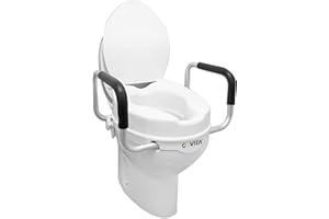 GOVITA - Rialzo WC con braccioli e Coperchio, Universale, per Anziani e Disabili, Sollevatore WC per Bagno, Sedile Ergonomico, Facile da Pulire (ALTEZZA 12cm)