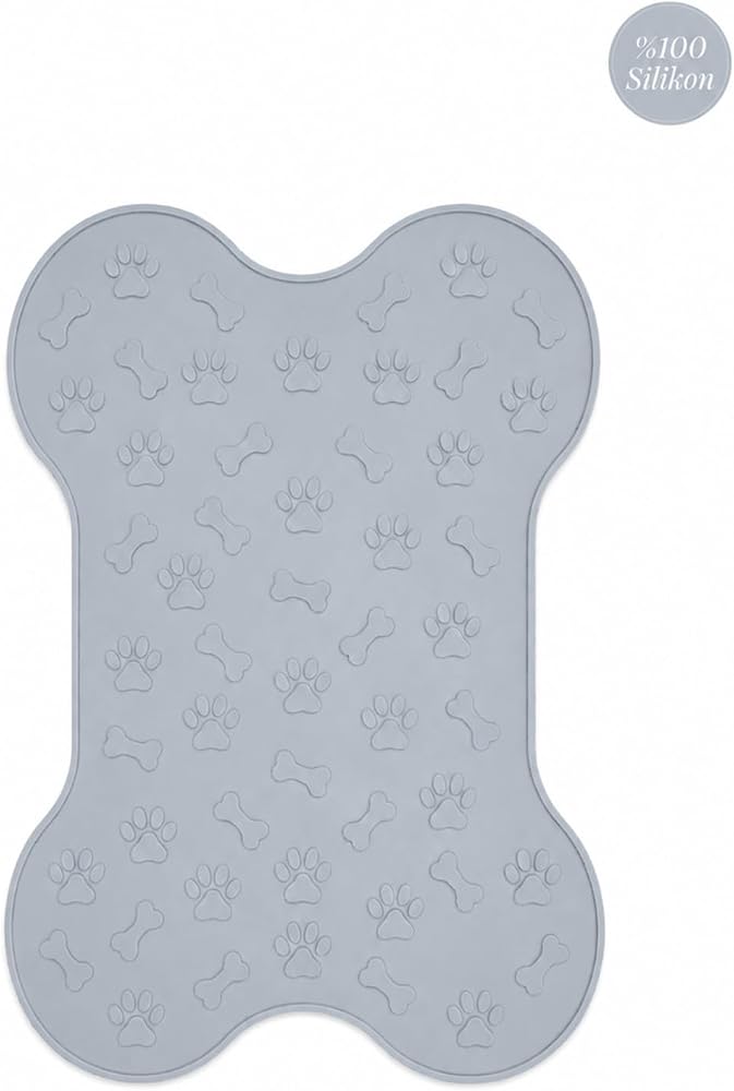 Siliconly%100 Silikon Kokusuz Plastik ve Pvc İçermez Köpek Beslenme Paspası Köpek Mama Matı Gri