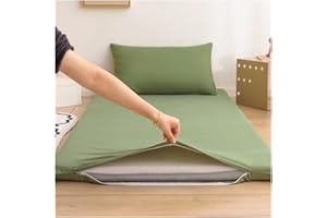 Mswborml Comfy Japanese Futon Mattress Protector Cover Breathable Futon Floor Mattress Cover with Zipper for Single Double Futon, Washable Tatami Futon Mattress Dust Cover,E,90x190cm/35x75in