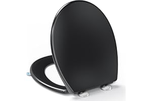 YEAUPE PRO Deska Sedesowa O-Kształtna, Wolnoopadająca, z Uchwytem i Szybkim Wypinaniem, łatwa w Czyszczeniu, Stabilna do 150 kg, Czarna, 44,6 × 37,2 CM