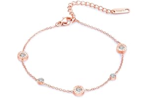 Kim Johanson Edelstahl Damen Fußkettchen *Timeless* in Roségold mit Zirkonia Steinchen Besetzt & Einem Starken Karabinerverschluss inkl. Schmuckbeutel