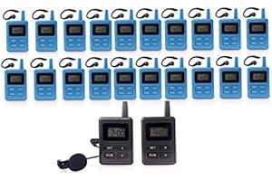 FST FLYSOUNDTECH Bezprzewodowy system przewodnika po przewodniku po tłumaczeniu symultanicznym muzeum zwiedzanie coachingu przewodnik edukacyjny kościół (2 nadajniki + 20 odbiorników)