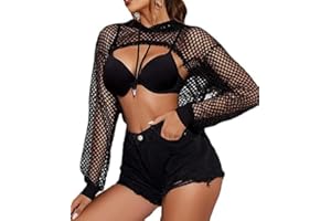 Avidlove Damen Fischnetz Top Langarm Hoodie Mesh Oberteil Festival Outfit Crop Sexy Shirt Neon Netzoberteil mit Kapuze Kordelzug Halloween Vorne Kurz und Hinten Lang