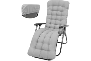 Alongen Coussin de Chaise Longue Bain de Soleil,Longue,Coussin de Chaise,Coussin transat Jardin Exterieur antidérapante avec pour Jardin,terrasse 170 * 50cm(Gris)