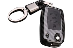 Happyit Coque en Fibre de Carbone ABS + Silicone Clé de Voiture Couverture Cas Porte-clés pour Volkswagen VW Bora Beetle Polo Tiguan Passat MK5 6 Jetta EOS Siège Sagitar Golf 6 (B Noir + Noir)