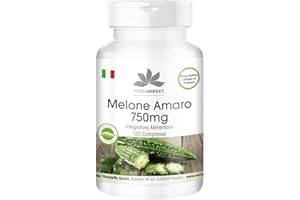 HERBA DIREKT Melone Amaro 750mg - Alto dosaggio - Vegan - 120 Compresse - con cromo | HERBADIREKT by Warnke Vitalstoffe - Qualità da farmacia tedesca