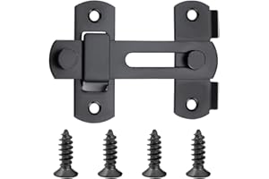 Fezf Pêne de verrou coulissant à bascule avec vis pour portes, fenêtres, placards et jardins, acier inoxydable noir brillant