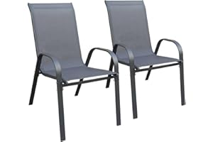 HABITAT ET JARDIN Fauteuil Jardin textilène Cordoba - Phoenix - Lot de 2 - Anthracite