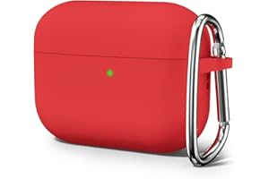 Oakxco für Airpods Pro 2 Hülle Karabiner, Wasserdicht und Stoßfest Silikon Protective Case, Airpods Pro Case Dünn Weiches, Elegant Kawaii Einfarbig Design für Damen Männer, Rot