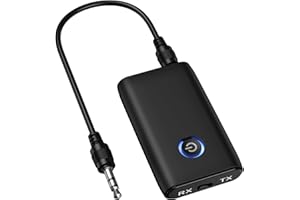 Ankilo Bluetooth 5.3 Transmitter Receiver, 2-in-1 Bluetooth Audio for TV Receiver with 3.5mm Jack, Long Battery Life, Noise Cancellation for PC, Airplane, Headphones, Speaker,Home Stereo