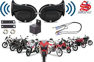 SHOP4U Square Shape windtone Horn with Relay and Wire for All Two-Wheelers and Cars (Trumpet Sound, 12V)