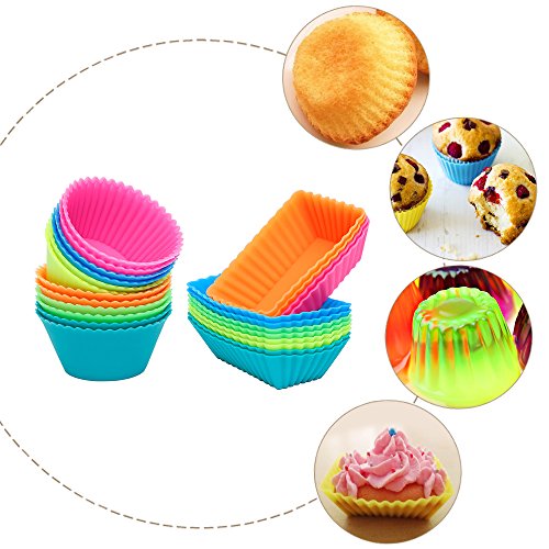 [Neue Version] Ipow 24-Pack Silikon muffinform Muffin Cupcake Backförmchen Muffinförmchen 6 Farben für Muffins, Brownies, Cupcakes, Kuchen, Pudding … - 5