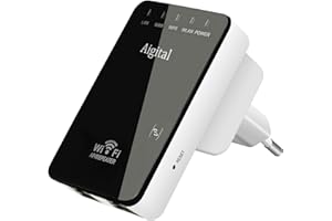 AIGOLINK Ripetitore WiFi Wireless 300Mbps, Mini Amplificatore Wi-Fi Compatto, Extender e Access Point, Porte LAN, 2 Antenne, Pulsante WPS, Segnale Casa Compatibile Con Modem Fibra e Adsl