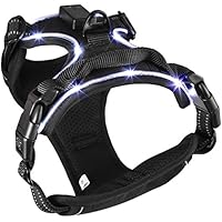 LED No Pull Hundegeschirr für Große Kleine Mittlere Hunde, Einstellbar Weich Brustgeschirr, Outdoor Adventure Pet Weste Welpengeschirr für den professionellen Einsatz, Powergeschirr / Brustgeschirr / Sicherheitsgeschirr Sport Soft Training von Migvela