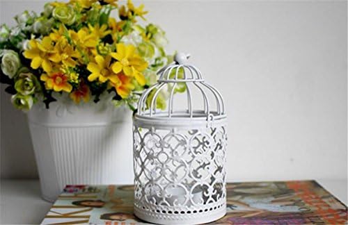 YANFEI Candlestick American Iron Ornaments Hollow Simple Creative Fashion Candle Holder Lantern Cage Creative Handicrafts Home Decorations , white a