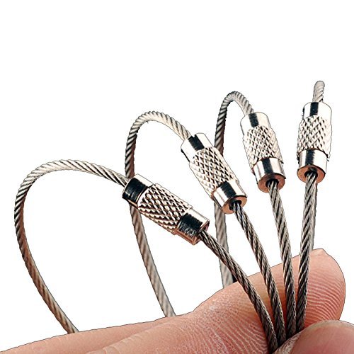 Preisvergleich Produktbild OneTigris 4 Stück Edelstahl Kabel Schlüsselanhänger Schlüsselhalter EDC Schlüsselanhänger