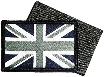 GB UNION JACK PATCH Separate hook and loop fasten backed UBAC army SAS black military flag badge UK Forces