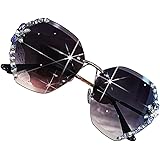 kawehiop Occhiali da sole unisex senza cornice alla moda con lenti resistenti ai graffi Occhiali da sole vintage con strass s