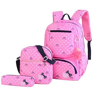Cayuan Chicas Niños Mujer Mochila Escolar de Lona 3pcs Casual Escolar + Bolsa De Hombro + Bolso de Pluma Estudiante Bolsas Escolares Mochila de Viaje Casual