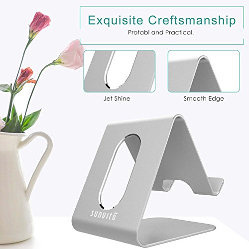 Handy Halterung, Sunvito Aluminium Metall stÃ¤nder Halter Desk Desktop Handy StÃ¤nder fÃ¼r iPhone Samsung Huawei iPad Tabletund E-Reader andere Smartphone(Silber)