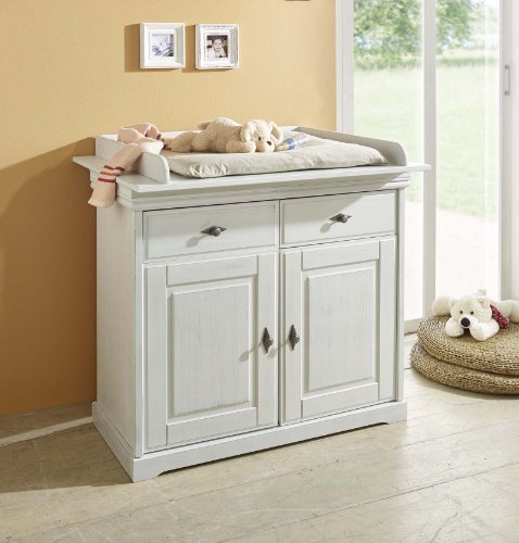 Preisvergleich Produktbild SAM® Kinderzimmer Wickelkommode WiKo weiß Kiefer massiv MARIE Holz pflegeleicht