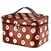 Discoball Lady Women Cosmetic Makeup Toiletry Travel Wash Bag Holder Mirror Case Organizer(Coffee + Cherry)