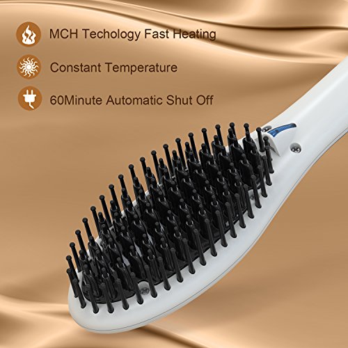 NEU Glätteisen BESTOPE Ionen Haarglätter keramikbeschichtete Haarbürste mit Schnellaufheizungs Funktion Warmluftbürste und Perfekt Überhitzungsschutz Absolut-Anti-Verbrühung Stylingbürste mit kostenfrei Hitzeschutzhandschuh Doppelspannung-Gehobene Version Haarkämme geeignet für alle Haartypen - 6