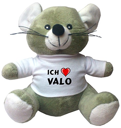 Preisvergleich Produktbild Maus Plüschtier mit Ich liebe Valo T-Shirt (Vorname / Zuname / Spitzname)