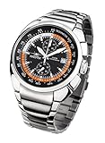 FIREFOX AVIATOR FFS70-107 schwarz/orange Chronograph Herrenuhr Armbanduhr massiv Edelstahl Sicherheitsfaltschließe 10 ATM water resistant Miyota Kaliber OS11