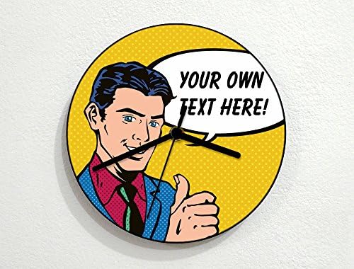 Custom Text - Pop Art - Personalised Chat Bubble - Wall Clock