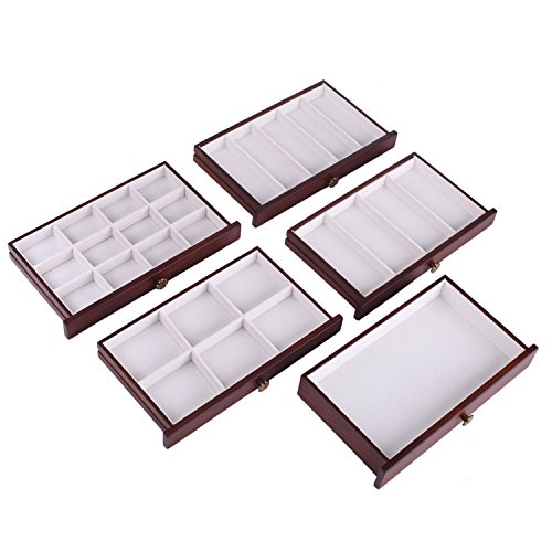 ROWLING Schmuckkasten Holz Schmuckkoffer schmuckschrank mit 5 Schubladen Schmuckkästchen Schatulle MG0160 (braun) - 6