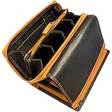 Damen Geldbörse aus Leder mit über 25 Fächer! XXL Extra Münzfächer + Extra zusatzfächer uvm. Portemonnaie Geldbeutel Echtleder 17 x 9,5 x 3,5 cm Portmonee (Orange)