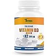 Futures Nutrition Vitamin D3 K2 Vitamin Supplements - High Strength Vitamin D3 4000 iu - Gluten Free Vitamin D Tablets- 180 VIT D3 Tablets Plus Vitamin K2 for Bones, Muscles and Immune Support