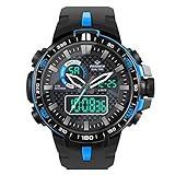 Hiwatch Herren Sport Digitaluhren Outdoor Wasserdicht Sportuhr mit Wecker/Timer, Big Face Military Digital Armbanduhren mit LED Hintergrundbeleuchtung Uhren für Lauf (blau)