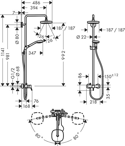 hansgrohe Croma Select E 180 Duschsystem mit Einhebelmischer, 4 Strahlarten, weiß/chrom - 9