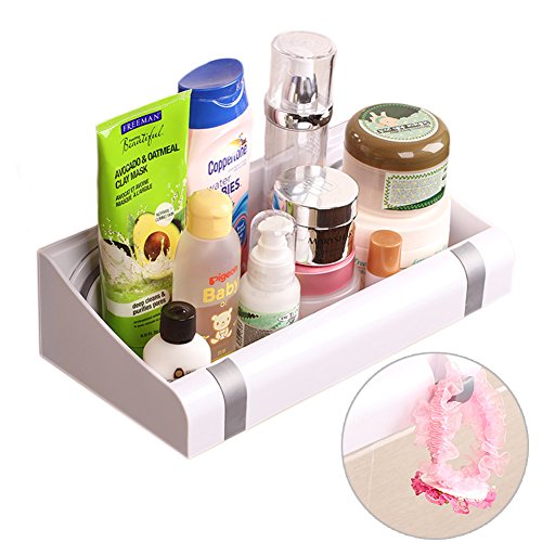Lef Leistungsstark Vakuum Saugnapf Dusche Caddy Korb Halter für Shampoo – Combo Organizer Badezimmer Regal mit 2 versteckte Haken, ohne Bohren silber - 8