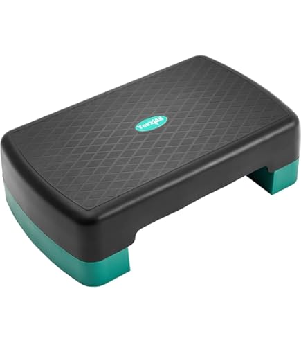 BalanceFrom Fitness Lightweight Portable Adjustable Height Workout Aerobic Stepper Step Platform Trainer With Raisers Black Green
