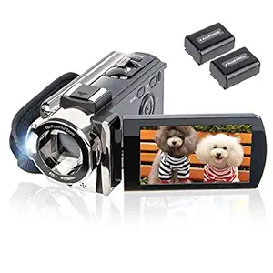 kicteck Video Camera Camcorder Digital YouTube Vlogging Camera Recorder kicteck Full HD 1080P 15FPS 24MP 3.0 Inch 270 Degree Rotation LCD 16X Digital Zoom Camcorder with 2 Batteries(604s)