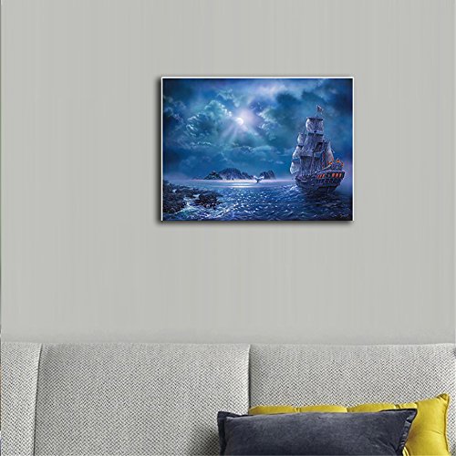 DIY 5D Sailing Boat Diamond Painting Cross-Stitch for Entrance Living Room Bedroom - 4
