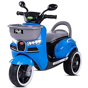 Baybee Pepto Rechargeable Battery-Operated Ride on Electric Kids Bike, Kids Ride on Baby Bike with Music & Storage Basket, Electric Bike for Kids to Drive 2 to 5 Years Boys Girls (Blue)