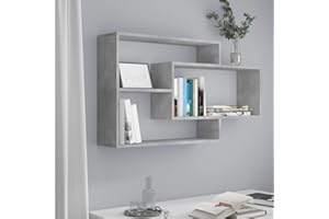 FIRBNUS Mensola a Muro Grigio cemento 104x20x58,5 cm in Truciolato Ripiano Espositivo Con Sistema di Montaggio Invisibile Elegante Mensola da Parete per Camera da Letto Soggiorno