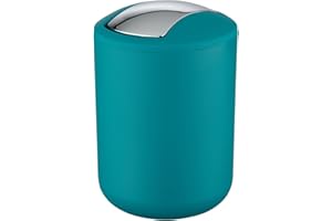 WENKO Poubelle Salle de Bain, Mini Poubelle Salle de Bain 2L, 14x21x14 cm, Turquoise