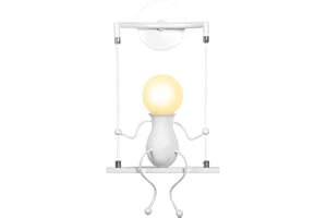 KAWELL Humanoid kreatywna lampa ścienna, nowoczesna lampa ścienna, prosty kinkiet ścienny, Art Deco, Max, 60 W, E27, żelazny uchwyt do pokoju dziecięcego, sypialni, na łóżko, schody, korytarz,