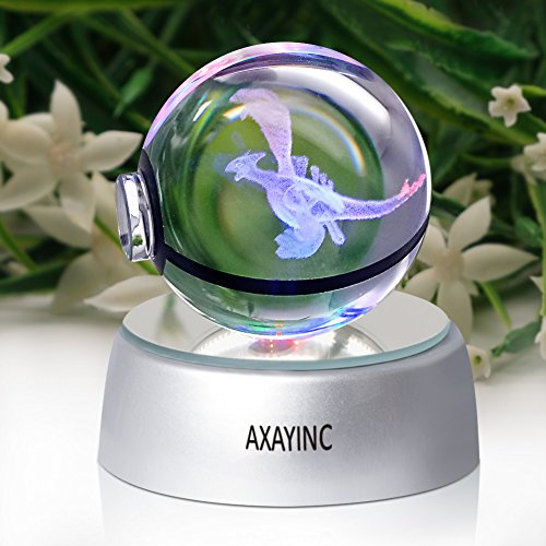 AXAYINC 3D Crystal Ball LED Night Lights Multiple Colors Change Automatically Children's Birthday Christmas Gift. (Lugia)