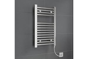 DURATHERM Electric Heated Towel Rail Radiator for Bathroom Chrome Flat Wall Mounted 700 x 400mm