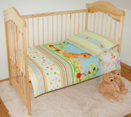 2 Piece Duvet Cover & Pillowcase Junior / Toddler Bed Bedding Set 150 x 120 cm / Animal Print - DINO GREEN