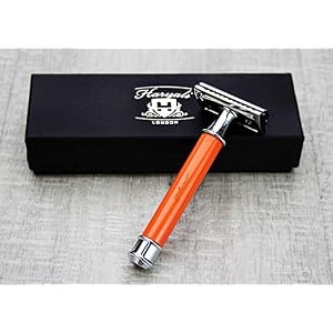 Men's Shaving De Safety Razor in Orange Color. Perfect for Deep Clean Shave. Comes in a Designer Box. - Image 2