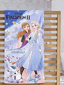 SAI-ENTERPRISES 100% Cotton Kids Cartoon Bath Towel - 60 x 120 cm in Attractive Gift Box Packing (Frozen II / Anna & Elsa)